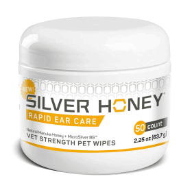 Absorbine Pet - Silver Honey Rapid Ear Care Vet Strength Pet Wipes, 50ct, Manuka Honey & MicroSilver BG