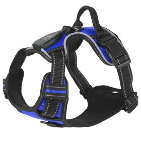 Light Up Dog Harness Rechargeable LED Dog Harness No Pull Lighted Dog Vest with Handle for Small/Medium/Large Dogs (Option: Blue_XL)