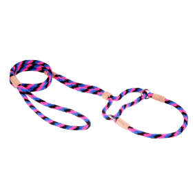 Nylon Martingale Leads (10in x 1/4in or 6mm) (Color: Black - Pink - Blue, size: 10In X 1/4In Or 6Mm)