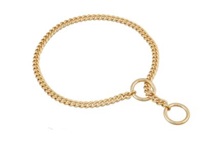 Slip Curve Show Chain Collar (12 in x 1.2 mm) (Color: Gold Plated Metal Chain, size: 12 In X 1.2 Mm)