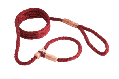 Nylon Slip Leash With 2 Stoppers (6ft  x 5/16in or 8mm) (Color: Burgundy, size: 6Ft  X 5/16In Or 8Mm)