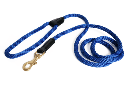 Rope and Leather Snap Lead (6ft x 3/4 in) (Color: Deep Blue  Line, size: 6Ft X 3/4 In)
