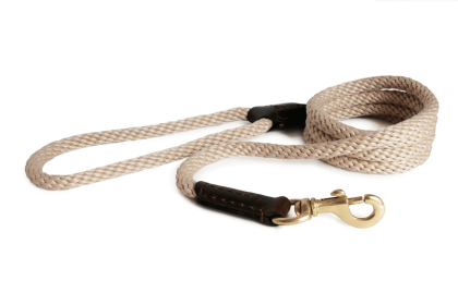 Rope and Leather Snap Lead (4ft x 3/4 in) (Color: Beige  Line, size: 4Ft X 3/4 In)
