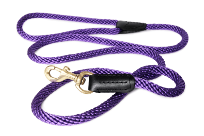 Rope and Leather Snap Lead (4ft x 3/4 in) (Color: Purple  Line, size: 4Ft X 3/4 In)