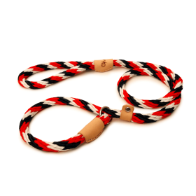 Sport Slip Lead With Stopper (4 ft  x 5/16in or 8mm) (Color: Red-White-Dark Blue, size: 4 Ft  X 5/16In Or 8Mm)