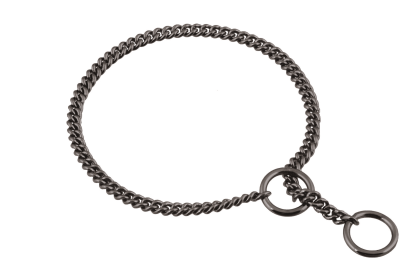 Slip Curve Show Chain Collar (12 in x 1.2 mm) (Color: Black Metal Chain, size: 12 In X 1.2 Mm)