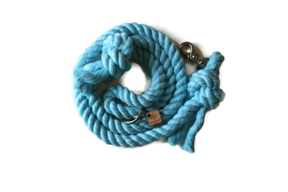 Knotted Rope Dog Leash (Color: Aqua, size: 5 Ft)