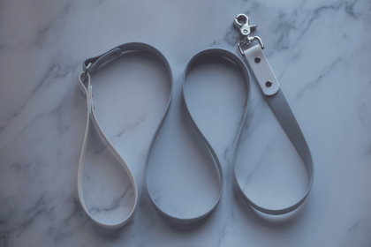 Biothane Leash - Two Toned - Style 2 (Color: Pastel Blue|White, size: 5 Ft)