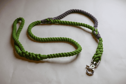 Rope Dog Leash with Traffic Handle (Color: Green | Grey, size: 6 Ft)