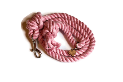 Knotted Rope Dog Leash (Color: Light Pink, size: Traffic Lead (2 Ft))
