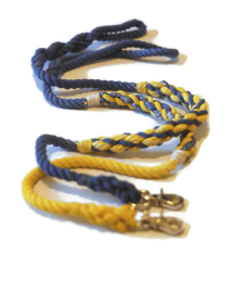 Weave Rope Dog Leash (Color: Blue With Yellow, size: 5 Ft)
