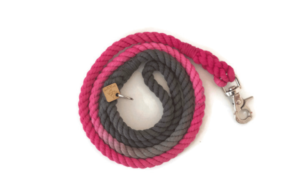 Rope Dog Leash (Color: Pink And Grey, size: 5 Ft)