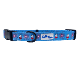 Cutie Ties Fun Design Dog Collar (Color: 4Th Of July)