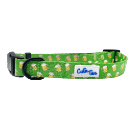 Cutie Ties Fun Design Dog Collar (Color: Green Beer)