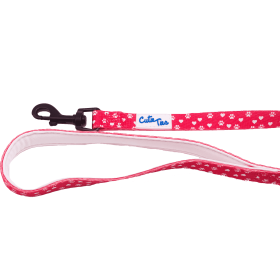 Cutie Ties Fun Design Dog Leash (Color: Paw Prints & Hearts Red)