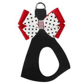 Susan Lanci Designs Minnie Double Nouveau Bow Step In Harness (Color: Black, size: Tc)