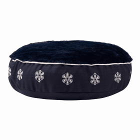 Halo Snowflake Round Dog Bed (Color: Ec Navy, size: M)