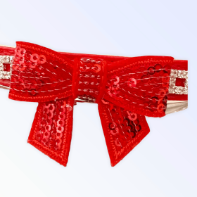 My Glam Holiday Bow Collar (Color: Red Bow, size: large)