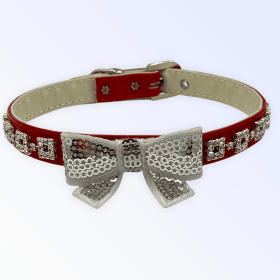 My Glam Holiday Bow Collar (Color: White Bow, size: X Small)