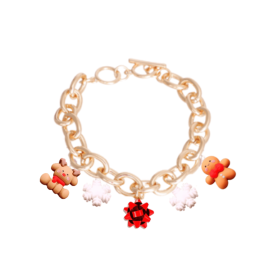 Holiday Charm Dog Necklace (Color: Gold, size: 16")