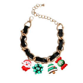 Holiday Charm Dog Necklace (Color: Black, size: 12")