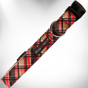 Plaid Dog Collars (Color: Gatsby, size: L 1" Width Fits 14-25" Neck)