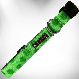 Polka Dot Dog - Monotone Collars (Color: Green, size: Xl 1.5" Wide Fits 18-28" Neck)