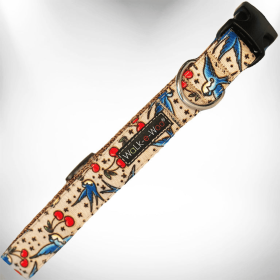 Tattoo Dog Collars (Color: Bluebird & Cherries, size: Xl 1.5" Wide Fits 18-28" Neck)