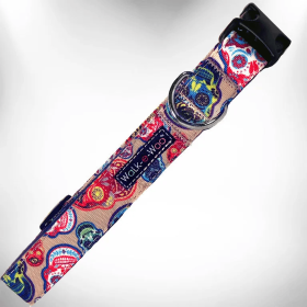 Day of the Dead - Dog Collars (Color: Day Of The Dead, size: Xl 1.5" Wide Fits 18-28" Neck)