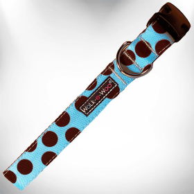 Polka Dot Dog Collars (Color: Brown Dot On Lt Blue, size: Xs 5/8" Width Fits 8-12" Neck)
