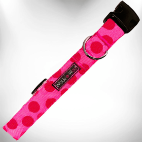 Polka Dot Dog - Monotone Collars (Color: Pink, size: Xs 5/8" Width Fits 8-12" Neck)