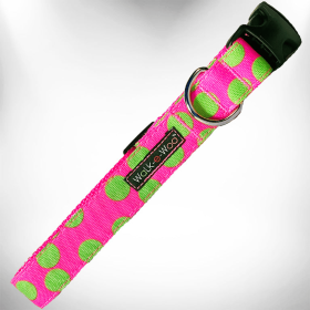 Polka Dot Dog - Neon Collars (Color: Green Dot On Pink, size: Xs 5/8" Width Fits 8-12" Neck)
