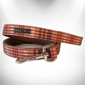 Plaid Dog Leads (Color: Classic Brown, size: Regular Lead 1" Width- 5' Length)
