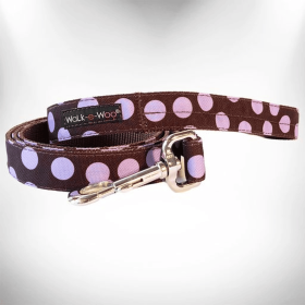 Polka Dot Dog Leads (Color: Purple Dot On Brown, size: Regular Lead 1" Width- 5' Length)