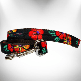Nature-Lover Leads (Color: Flowers On Black, size: Regular Lead 1" Width- 5' Length)