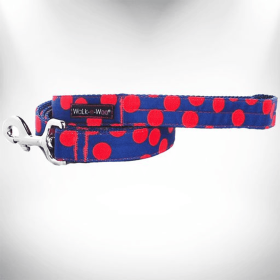 Polka Dot Dog Leads (Color: Red Dot On Blue, size: Regular Lead 1" Width- 5' Length)