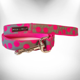 Polka Dot Dog - Neon Leads (Color: Pink Dot On Grey, size: Regular Lead 1" Width- 5' Length)