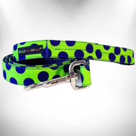 Polka Dot Dog - Neon Leads (Color: Blue Dot On Green, size: Regular Lead 1" Width- 5' Length)