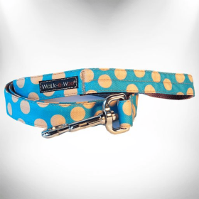 Polka Dot Dog - Tan Dots Leads (Color: Tan Dots On Turquoise, size: Regular Lead 1" Width- 5' Length)