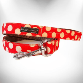 Polka Dot Dog - Tan Dots Leads (Color: Tan Dots On Red, size: Regular Lead 1" Width- 5' Length)
