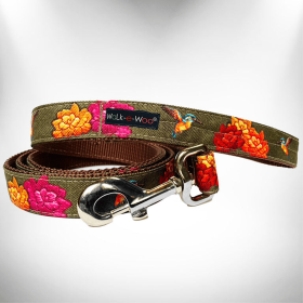 Dog Leash (Color: Hummingbird, size: Thin 5/8" Width- 5' Long)