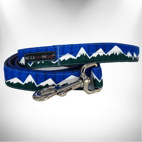 Snowcap Mountain Dog Leash (Color: Blue/Green, size: Thin 5/8" Width- 5' Long)