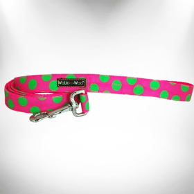 Polka Dot Dog - Neon Leads (Color: Green Dot On Pink, size: Thin Lead 5/8" Width- 5' Length)