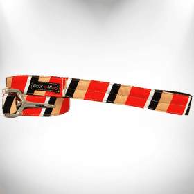 Stripes Dog Leash (Color: Red/Tan, size: Thin 5/8" Width- 5' Long)