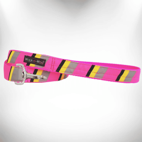 Stripes Dog Leash (Color: Pink/Grey, size: Thin 5/8" Width- 5' Long)