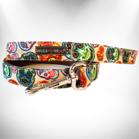 Dog Leash Dedign (Color: Day Of The Dead, size: Thin 5/8" Width- 5' Long)