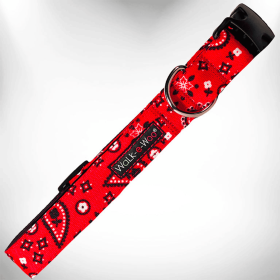 Bandana Dog Collars (Color: Red, size: M 1" Width Fits 12-18" Neck)