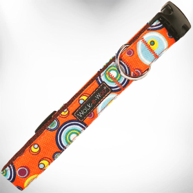 Martini Dog Collars (Color: Orange, size: M 1" Width Fits 12-18" Neck)