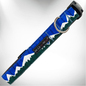 nowcap Mountain Dog Collars (Color: Bl/Gr Snowcap Mtn, size: M 1" Width Fits 12-18" Neck)