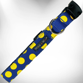 Polka Dot Dog - Neon Collars (Color: Yellow Dot On Blue, size: M 1" Width Fits 12-18" Neck)